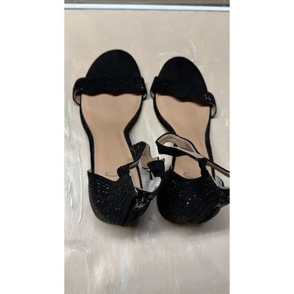 INC Womens Hadwin2 Black Bling Ankle Strap Pave Crystal Heel Sandals Size 8.5 - Picture 4 of 10